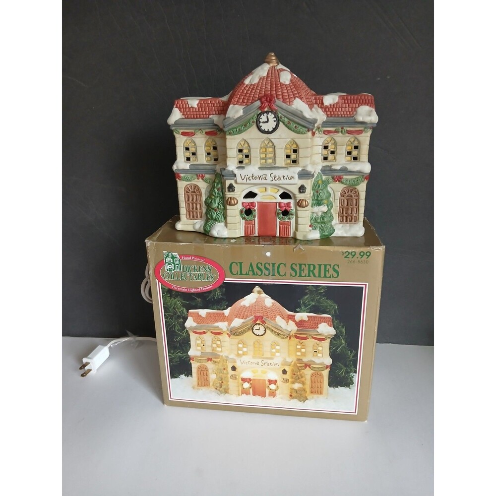 Vtg 1994 Dickens Collectables Classic Victoria Train Station Christmas  Light